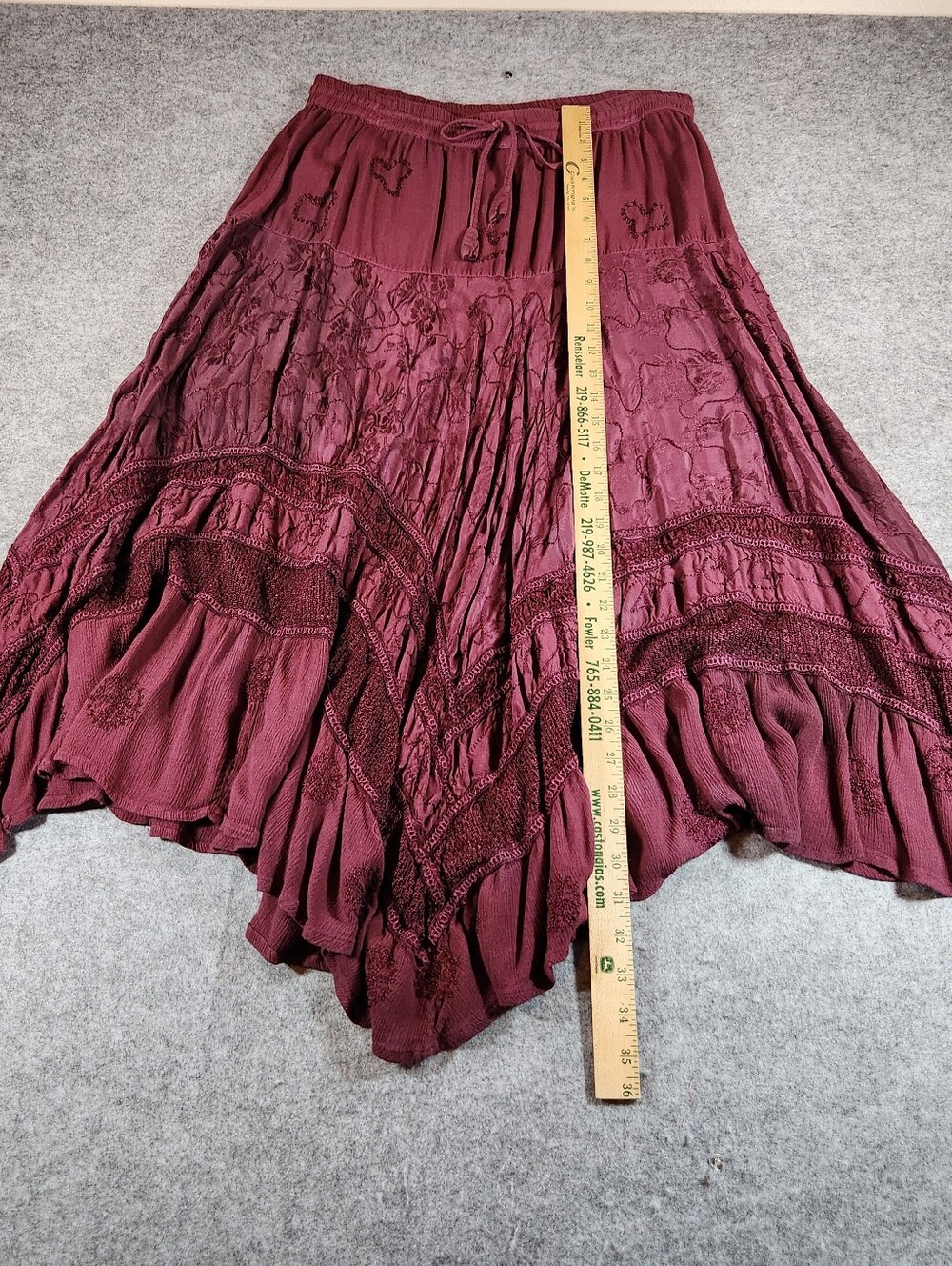 Coldwater Creek Boho Whimsical Fairy Tiered Skirt - Burgundy Medium - Picture 4 of 9